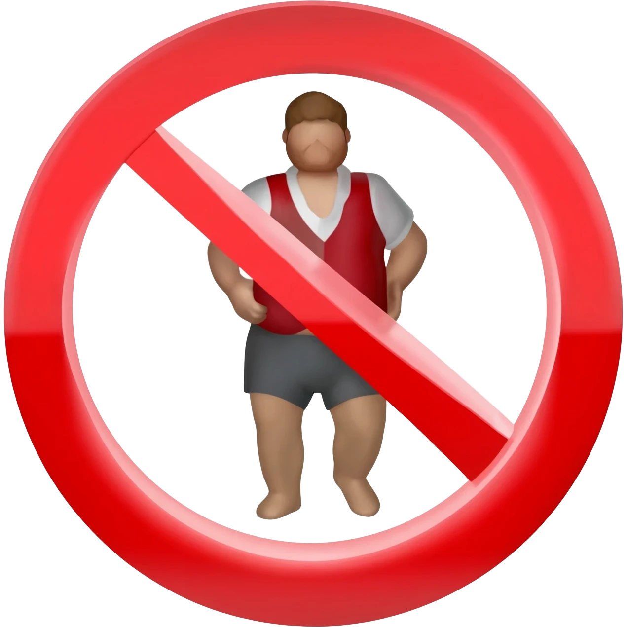 Uma placa de proibido com uma pessoa gorda dentro emoji