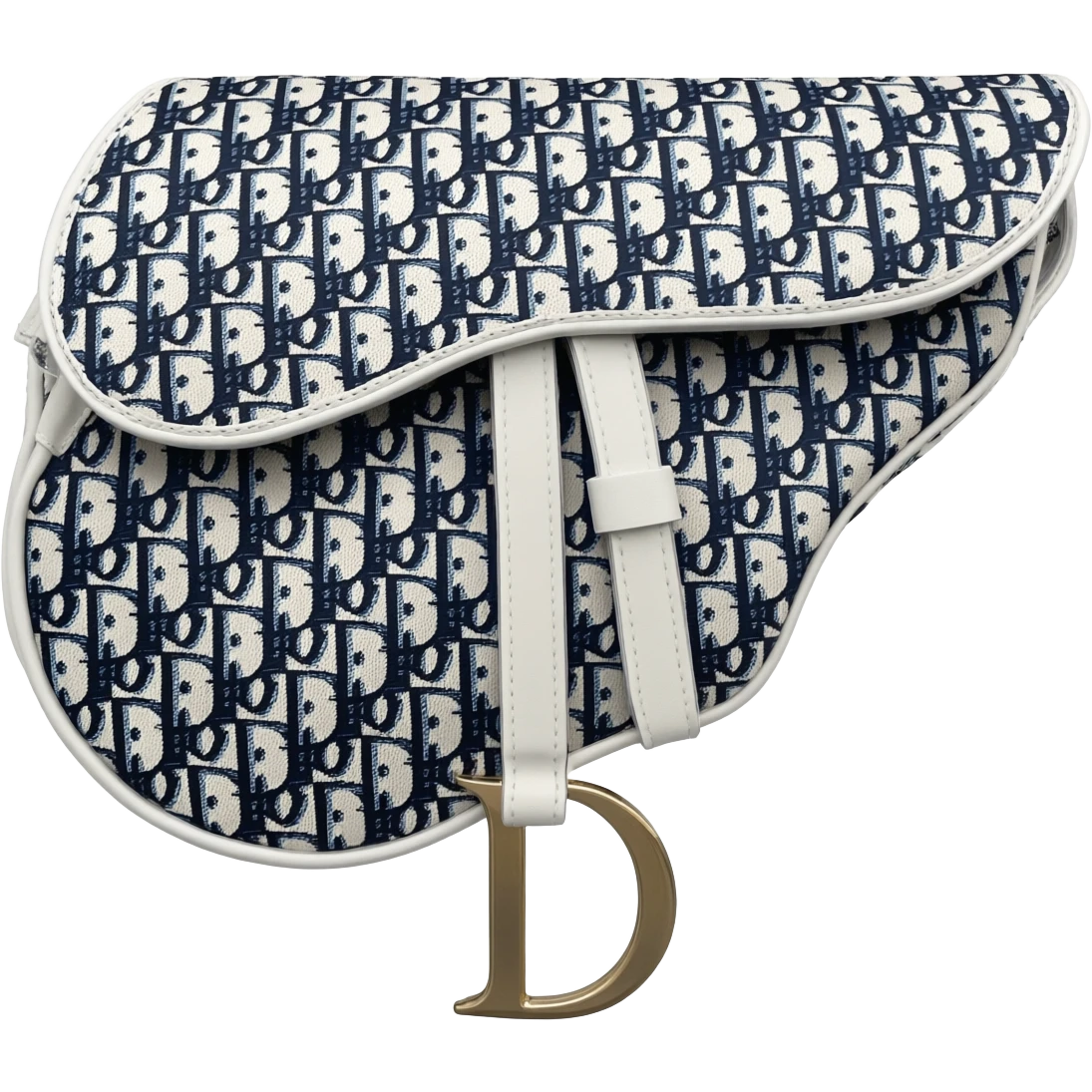 white dior printed saddle bag emoji