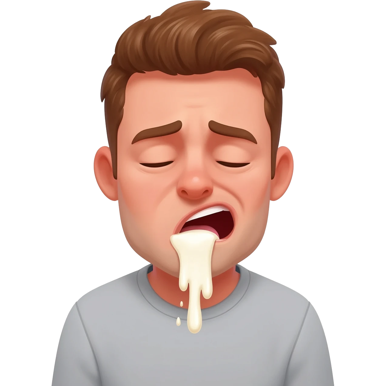 A guy licking goopy milk who is super embarrassed emoji