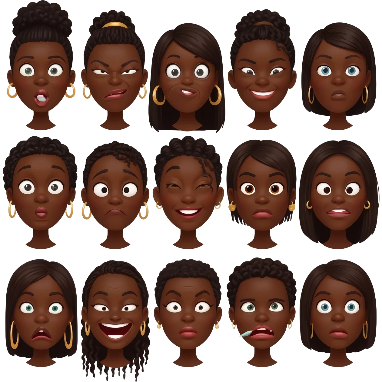 Give me black women making different Weird faces emoji
