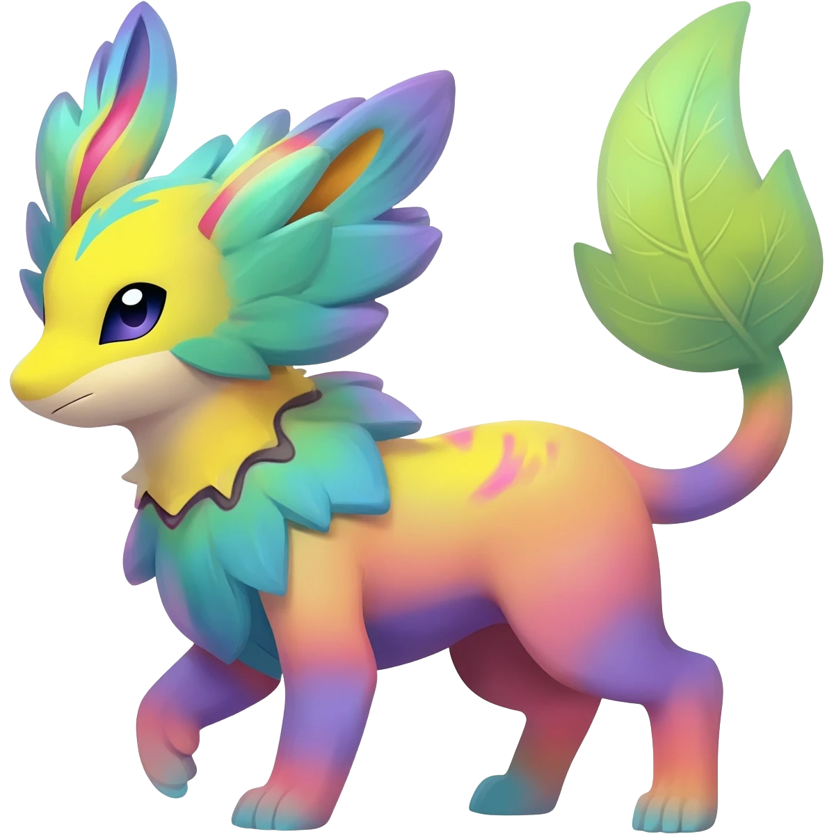 vibrant pastel bright colorful edgy exotic painted Fakémon-Pokémon-Vernid-Vaporeon-Leafeon-Sylveon-creature emoji