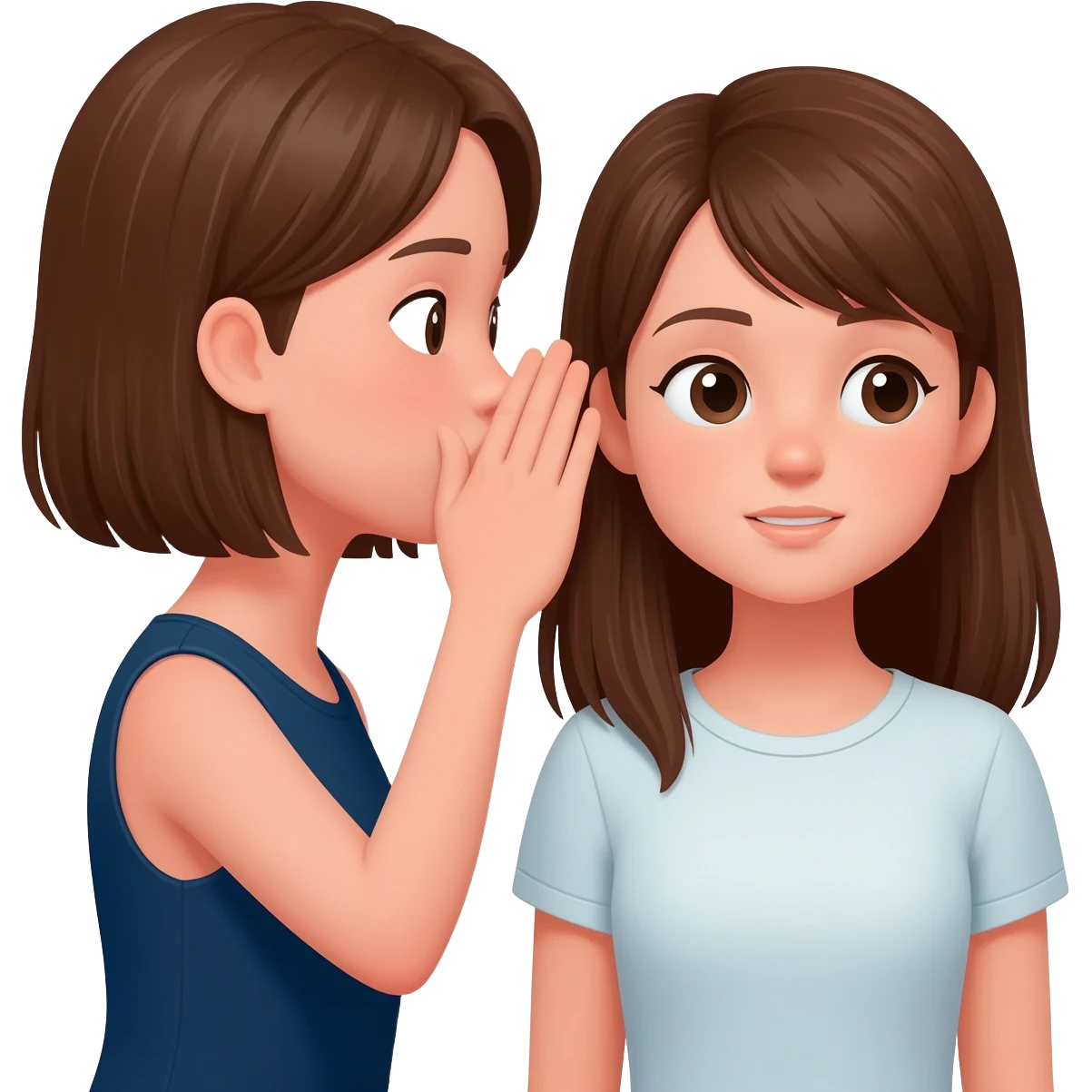 whispering in ear girl and girl emoji