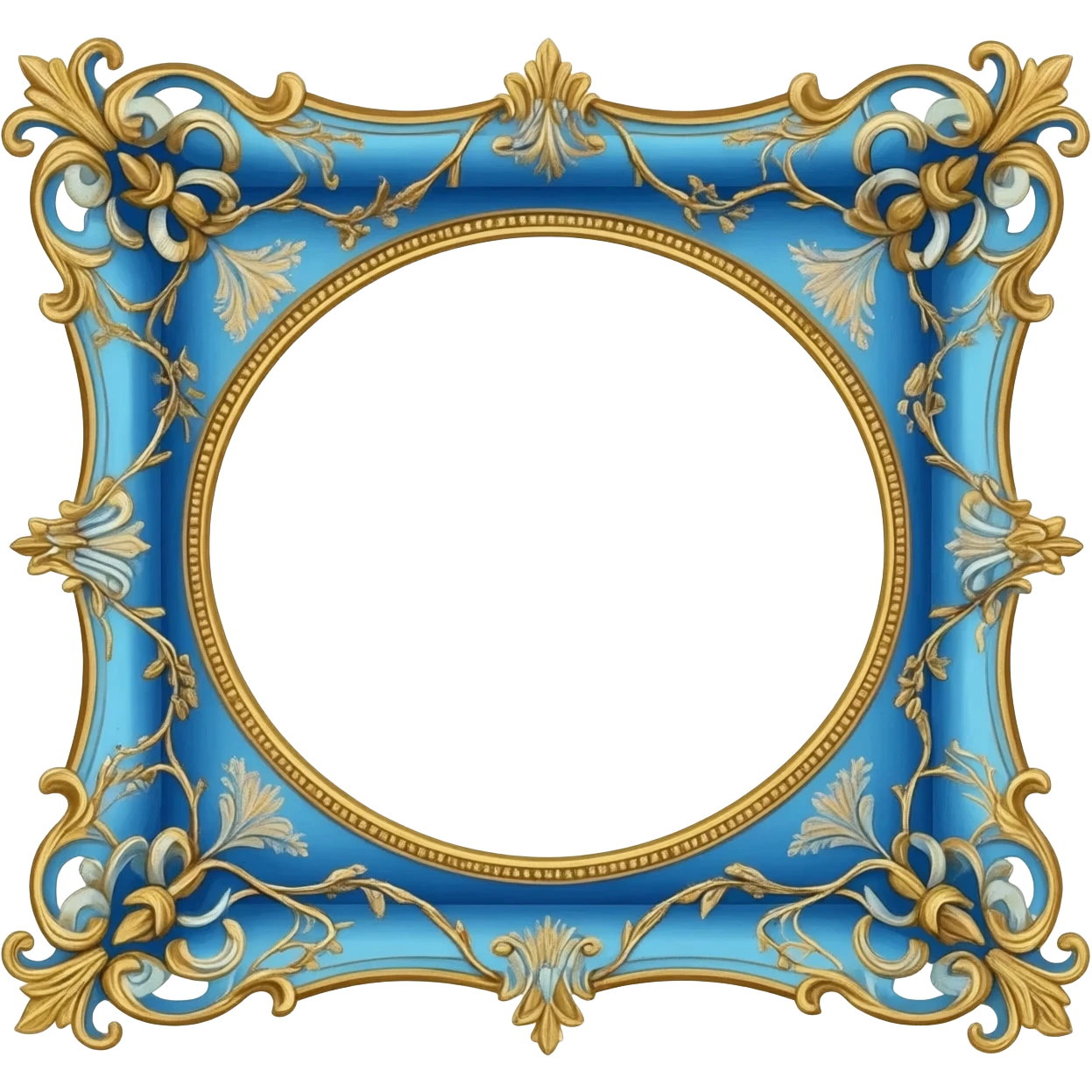 vintage rococo blue dainty floral frame emoji