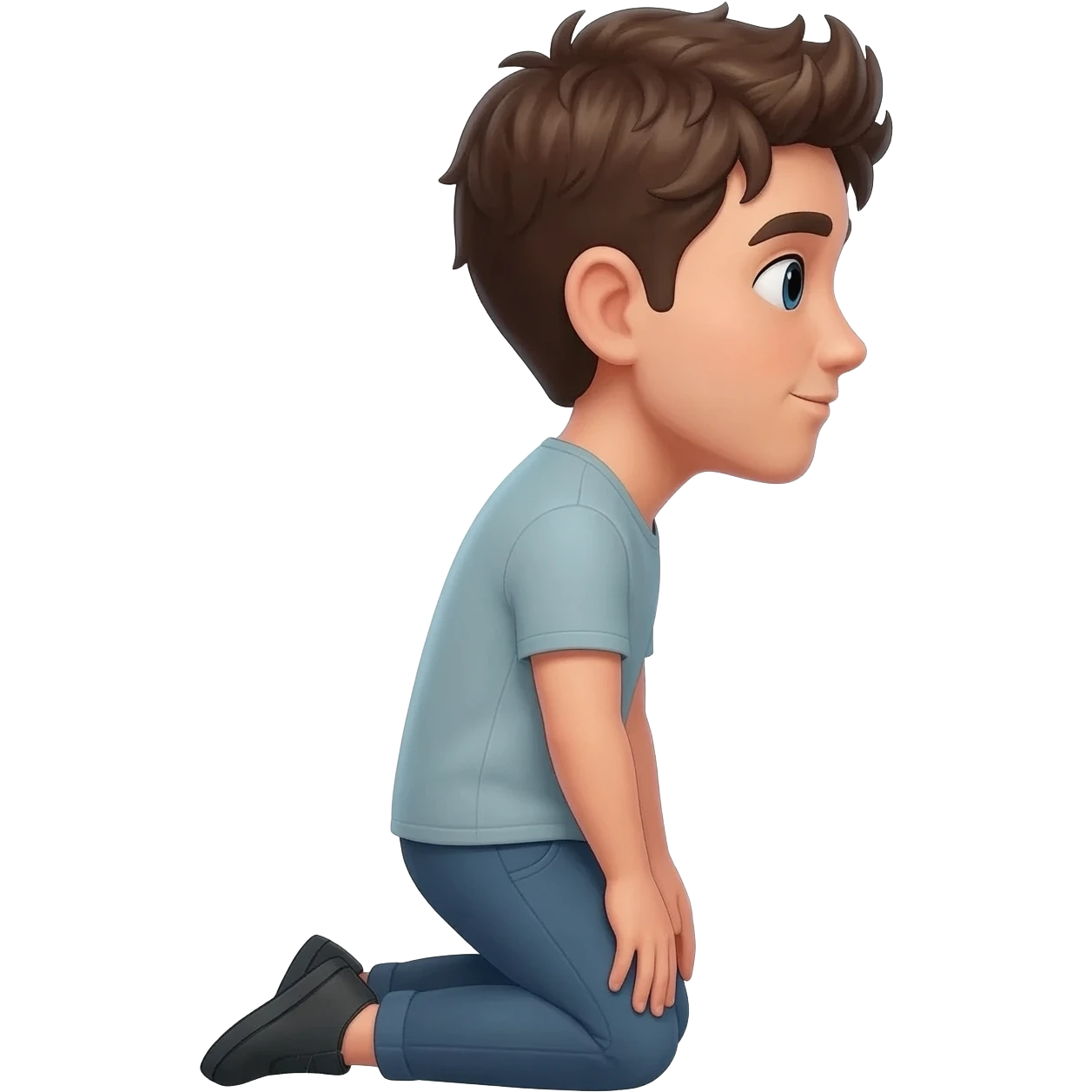 нарисуй моялящегося парня на коленях  20 - 25 лет с боку  emoji