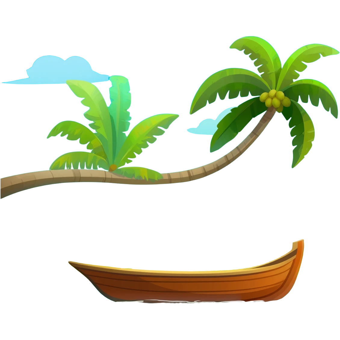 Add green coconut tree in kerala boat emoji