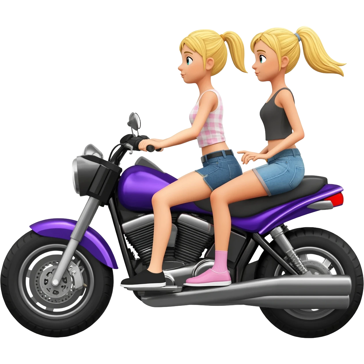 Two blonde girls riding in a side by side motor vehicle emoji