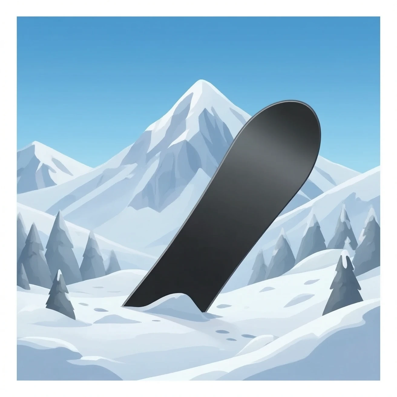 Black snowboard mountain peak emoji