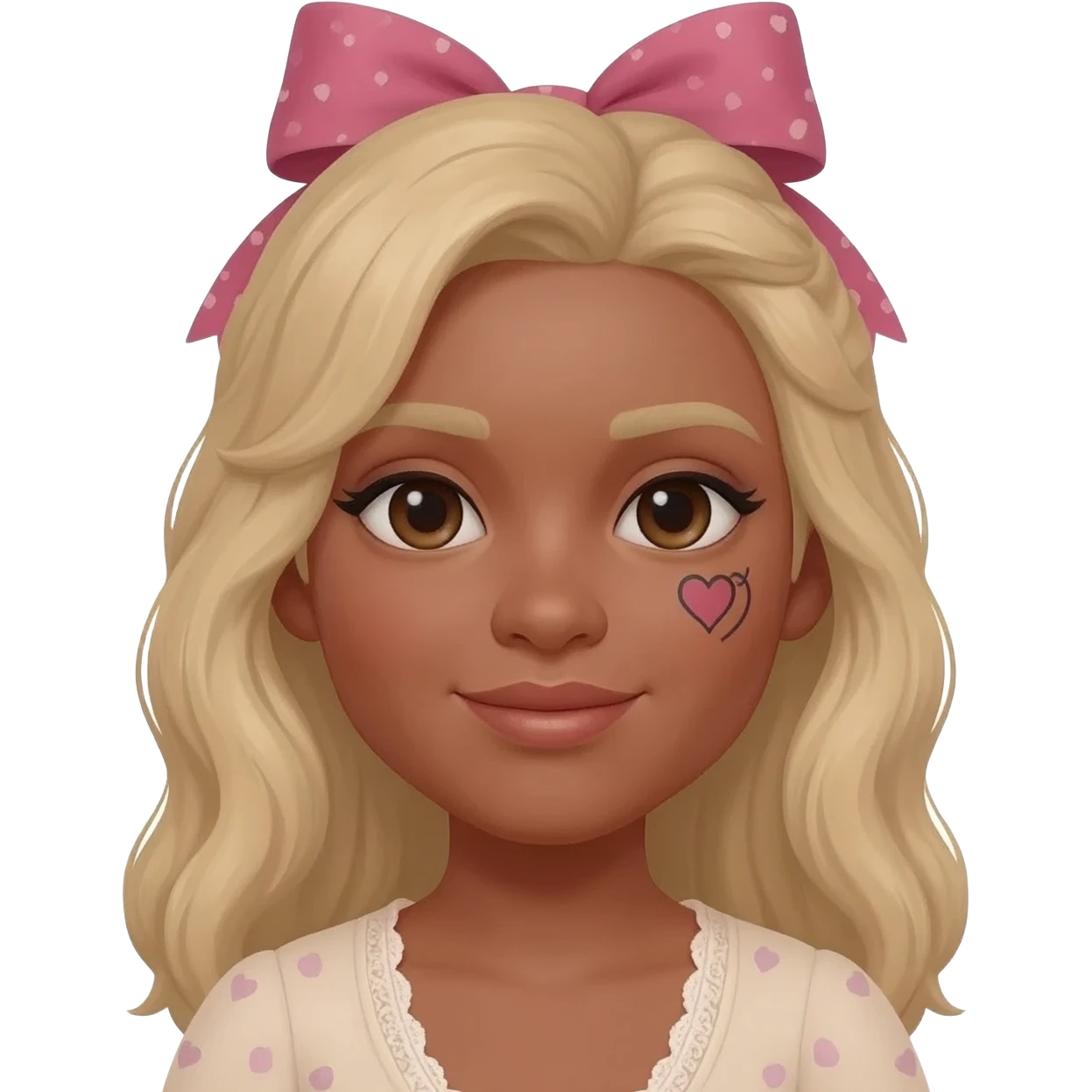 Beige emoji with heart n bow emoji