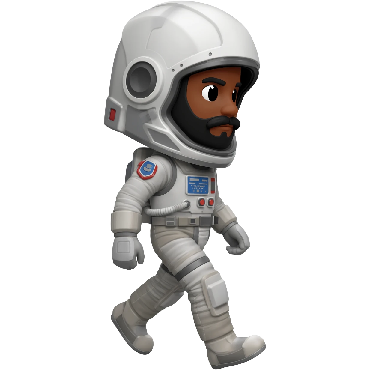 astronaut star wars with helmet walking space brown skin, black eyes, glasses and beard  black hair show body emoji