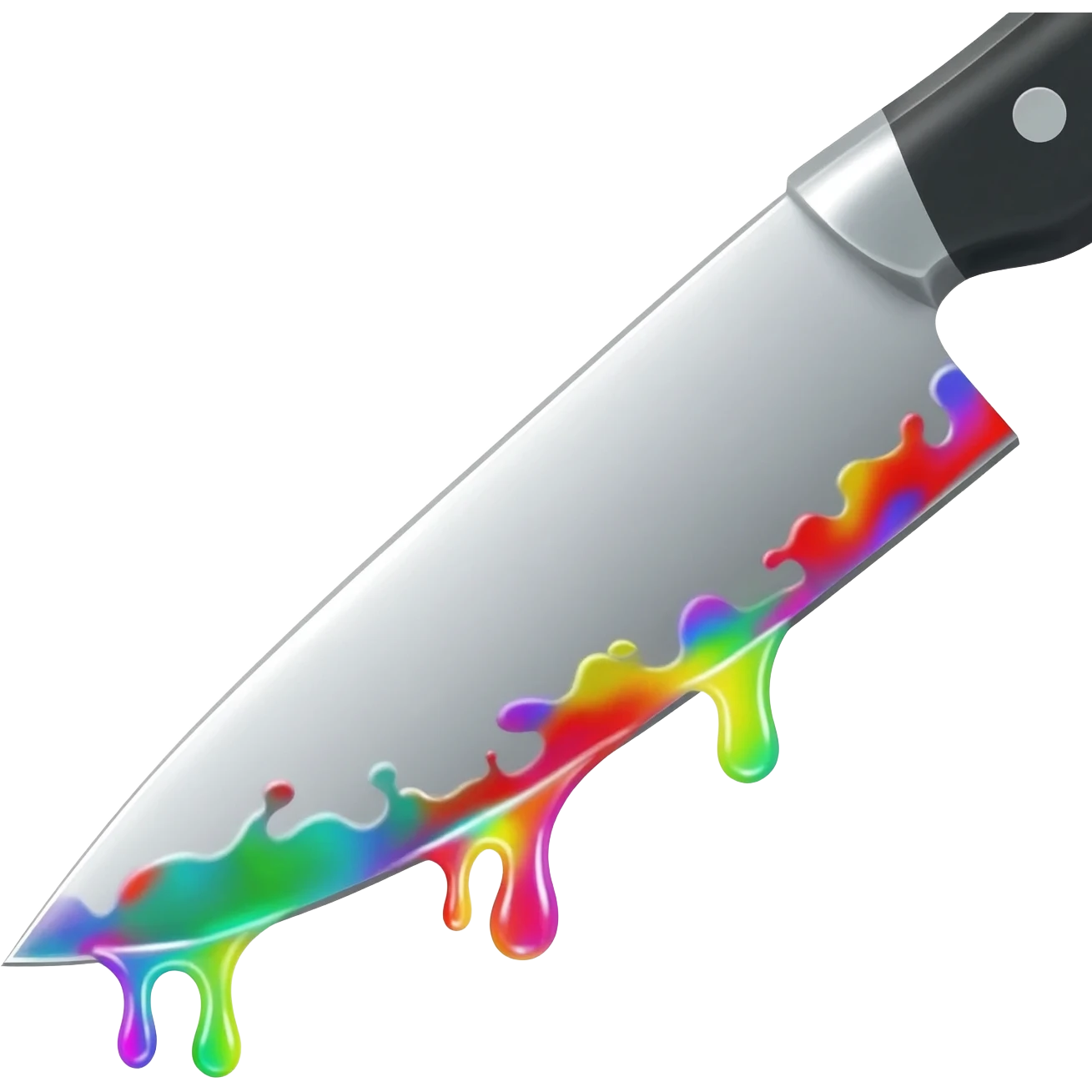 Knife with rainbow blood dripping from the blade emoji
