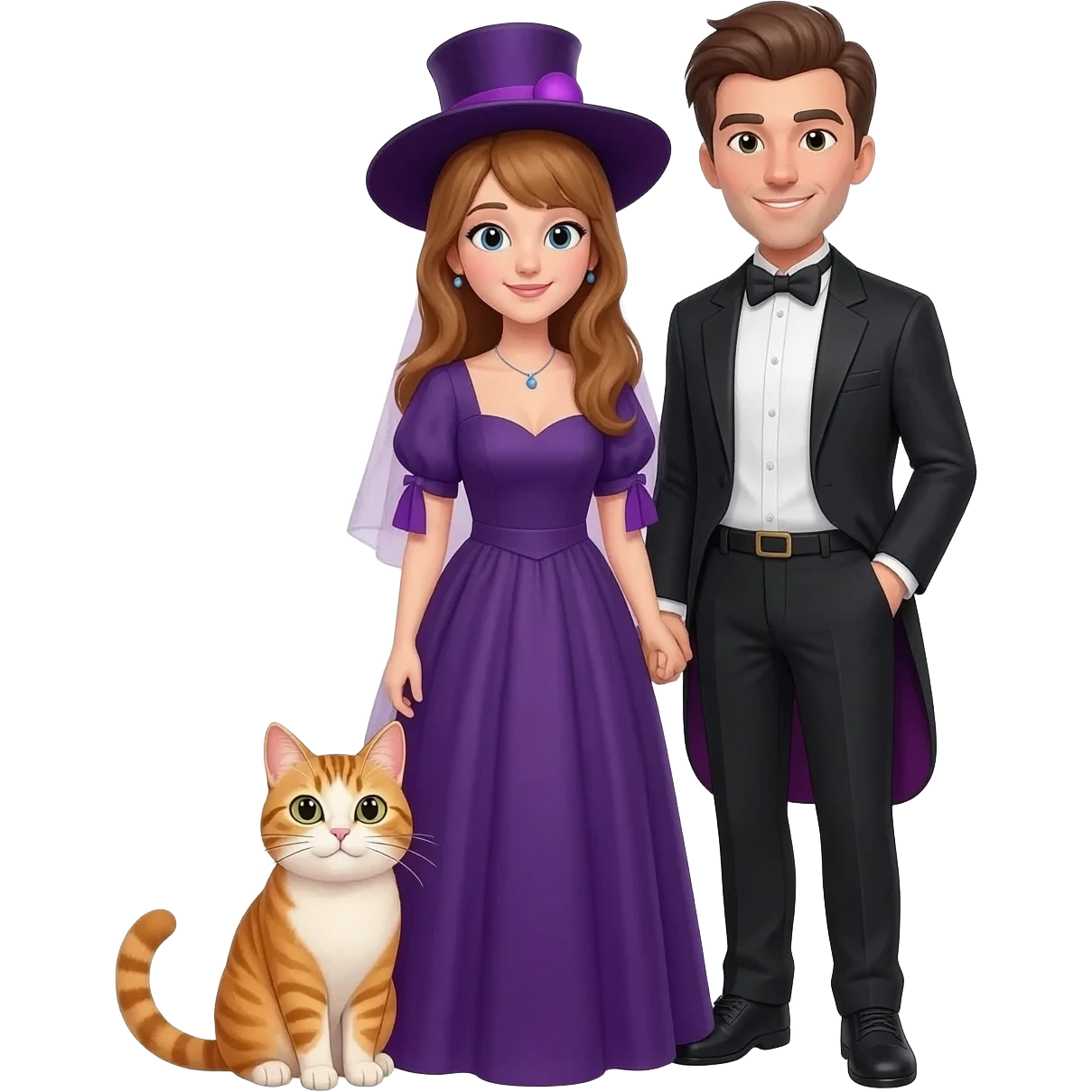 magician couple and their pet cat emoji