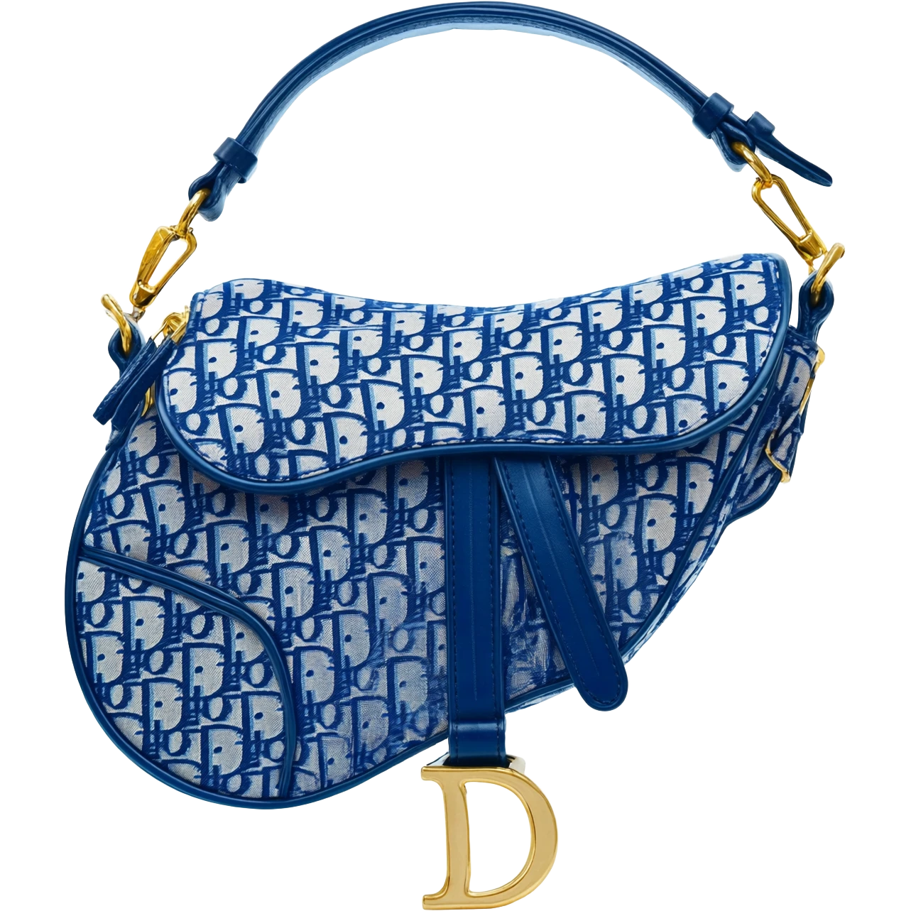 blue dior printed saddle bag emoji
