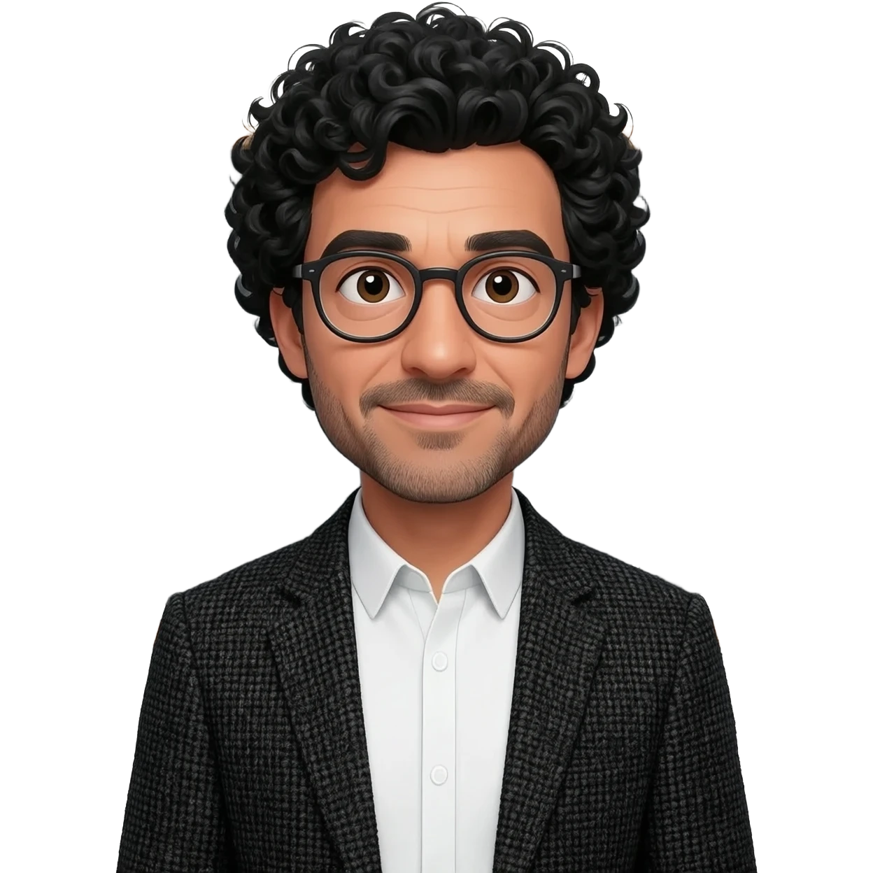 professeur homme curly black hair, lunettes avec un tableau derrière emoji