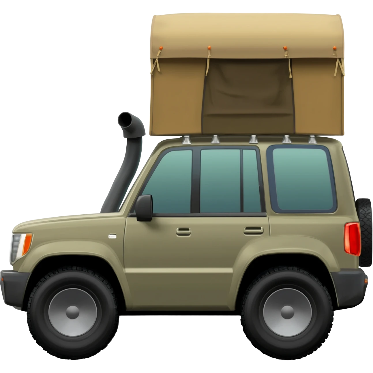 khaki car with 4WD snorkel and roof tent emoji