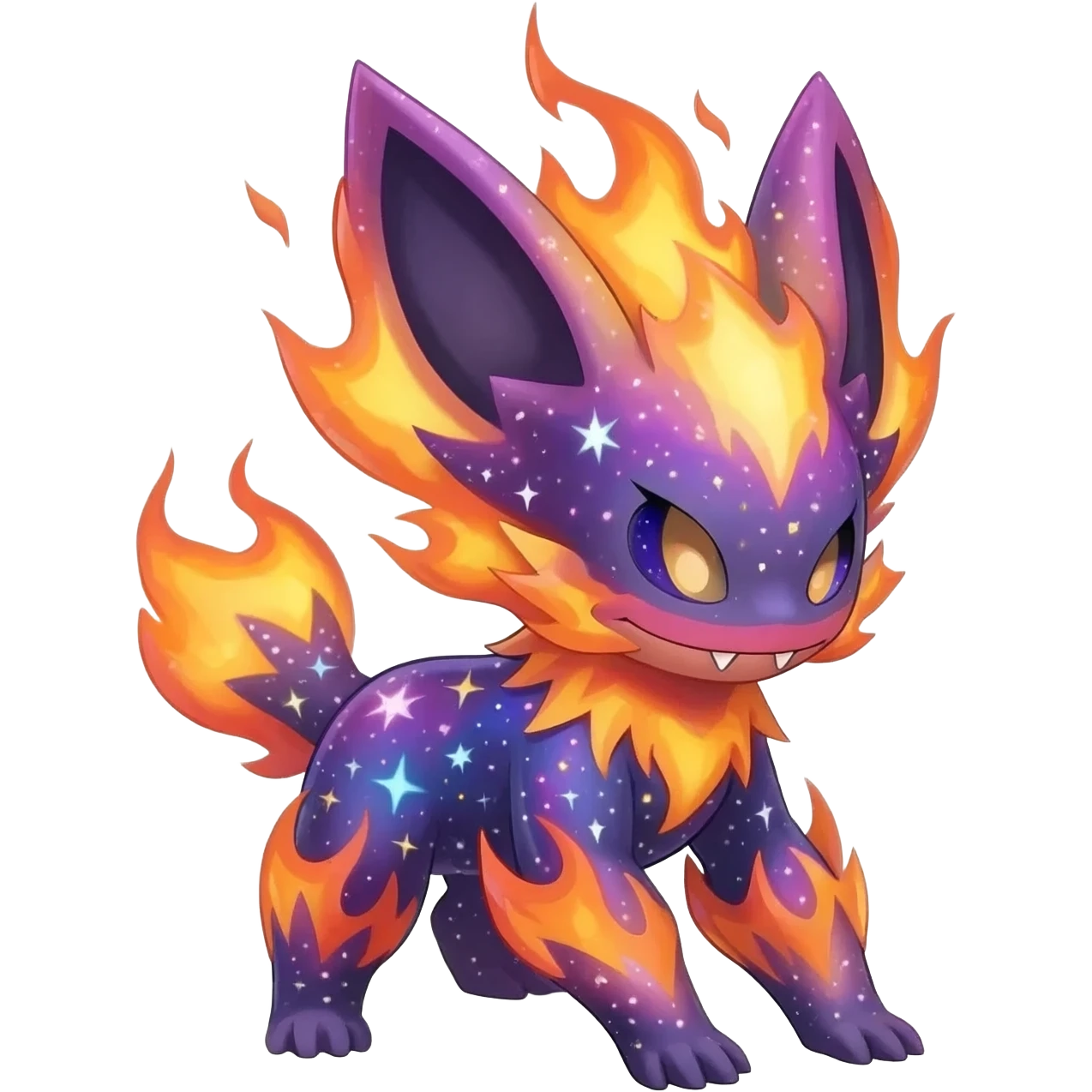 Elemental Forty Fiery Sparky Fierce Colorful Gradient Sparkly Nebular Starry Flaming Viney Vinal Dusky Aurorus-Amaura-Auroras-Pokémon-Fakémon-creature emoji