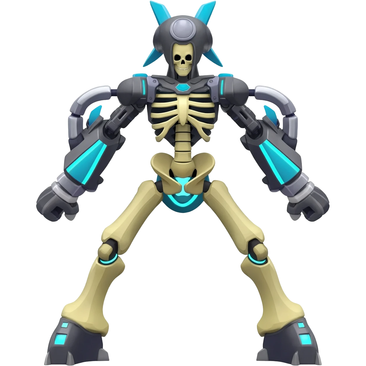 futuristic Skeleton-Cyborg-Manectric-Electrike-Salandit-Cubone-Umbreon-Marowak-Draco-Fakémon-hybrid-creature (full body), 4 legs emoji