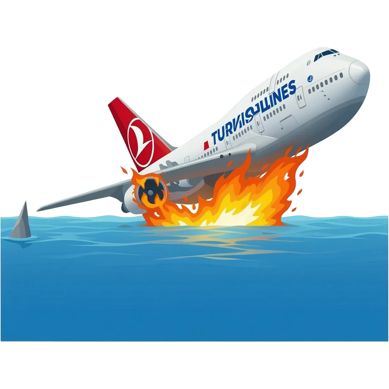 Motorlarının yanması ile okyanusa inan bir Boeing 747 türk havayolları emoji