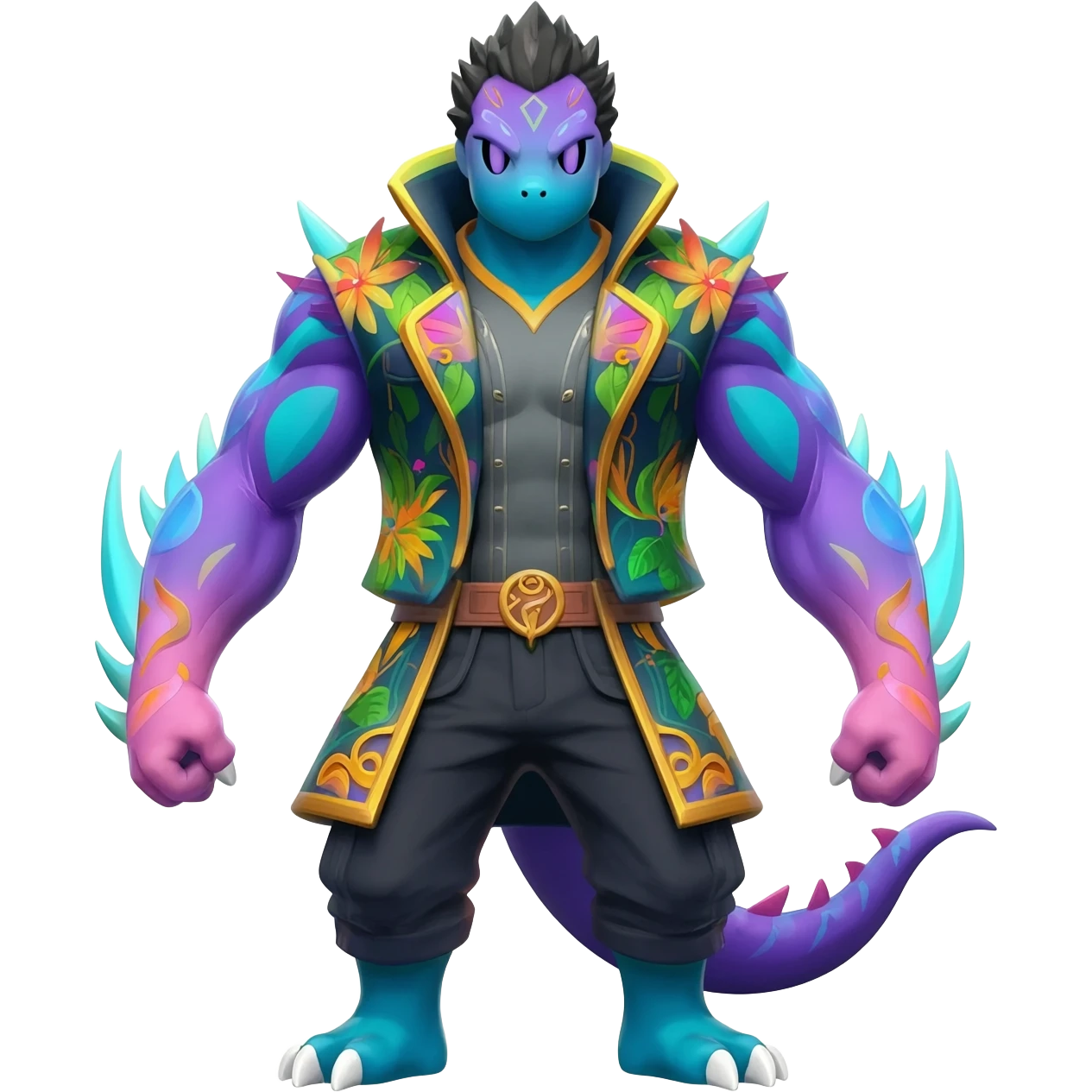  exotic gradients-colored tropical ornate Asian painted cyber-Sleuth-Loyd-Garmaddon-Litten-Linoone-Noibat-Fakémon-Pokémon-Vernid-creature emoji