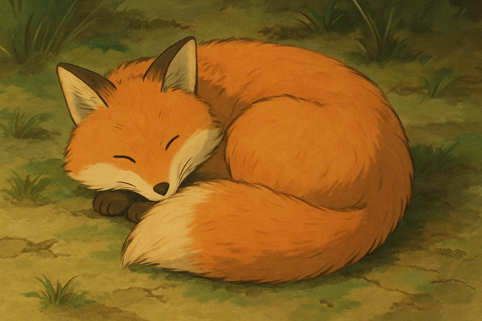 fox curled up sleeping, cozy emoji