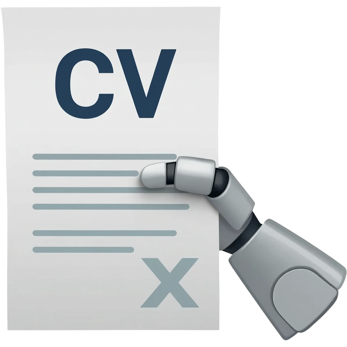 A robot terminator arm (like this 🦾) holding a document thats says "CV") emoji