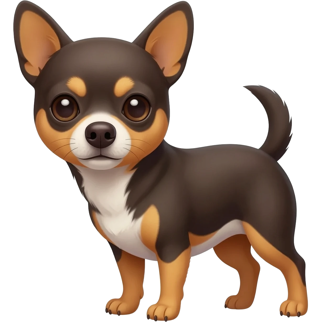 Chihuahua marron noir et blanc au ventre emoji