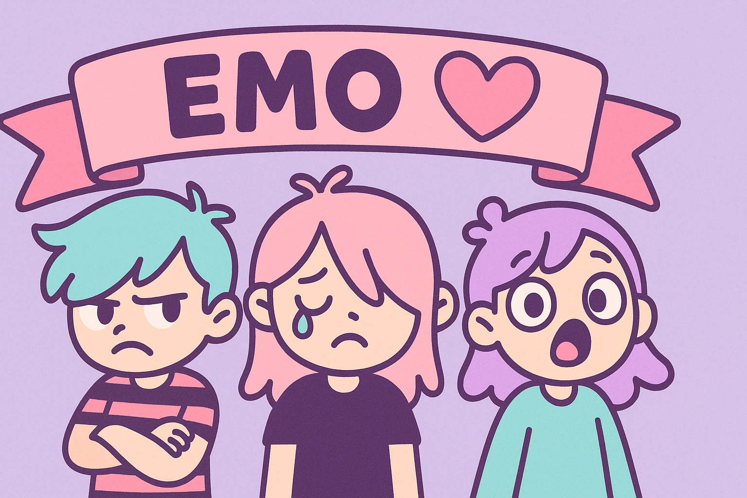 pastel emo banner with a heart accent, cute, expressive, minimal, variation 4 emoji
