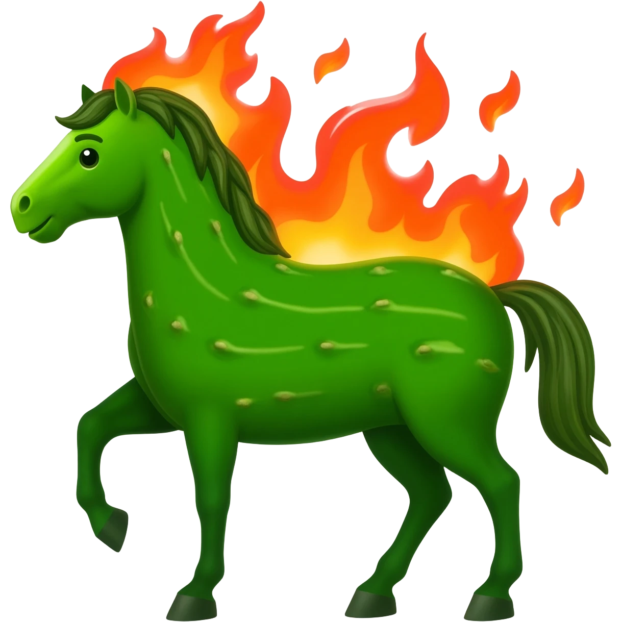 A cucumber horse on fire emoji