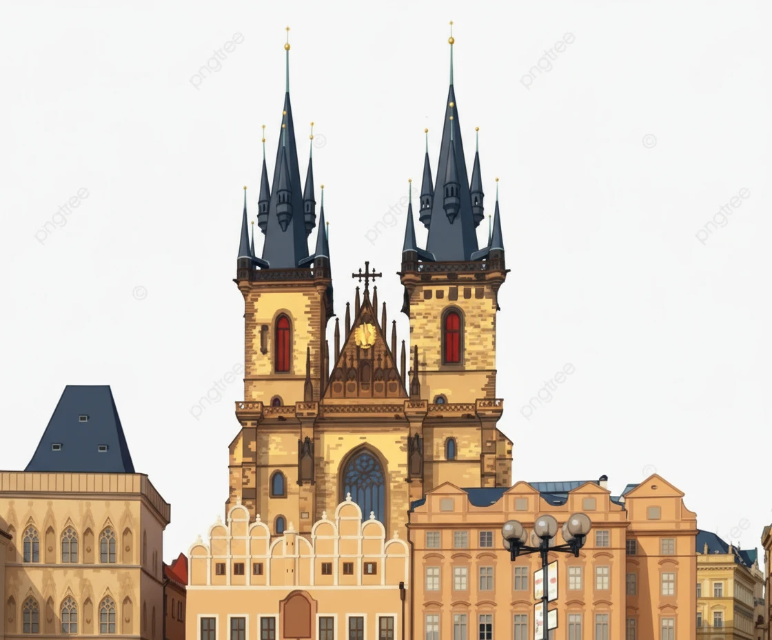 нарисуй эти башни в Праге в виде эмоджи, без фона emoji