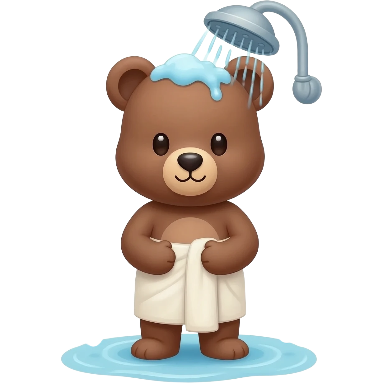 Cute bear coming out of the shower with towel on him emoji