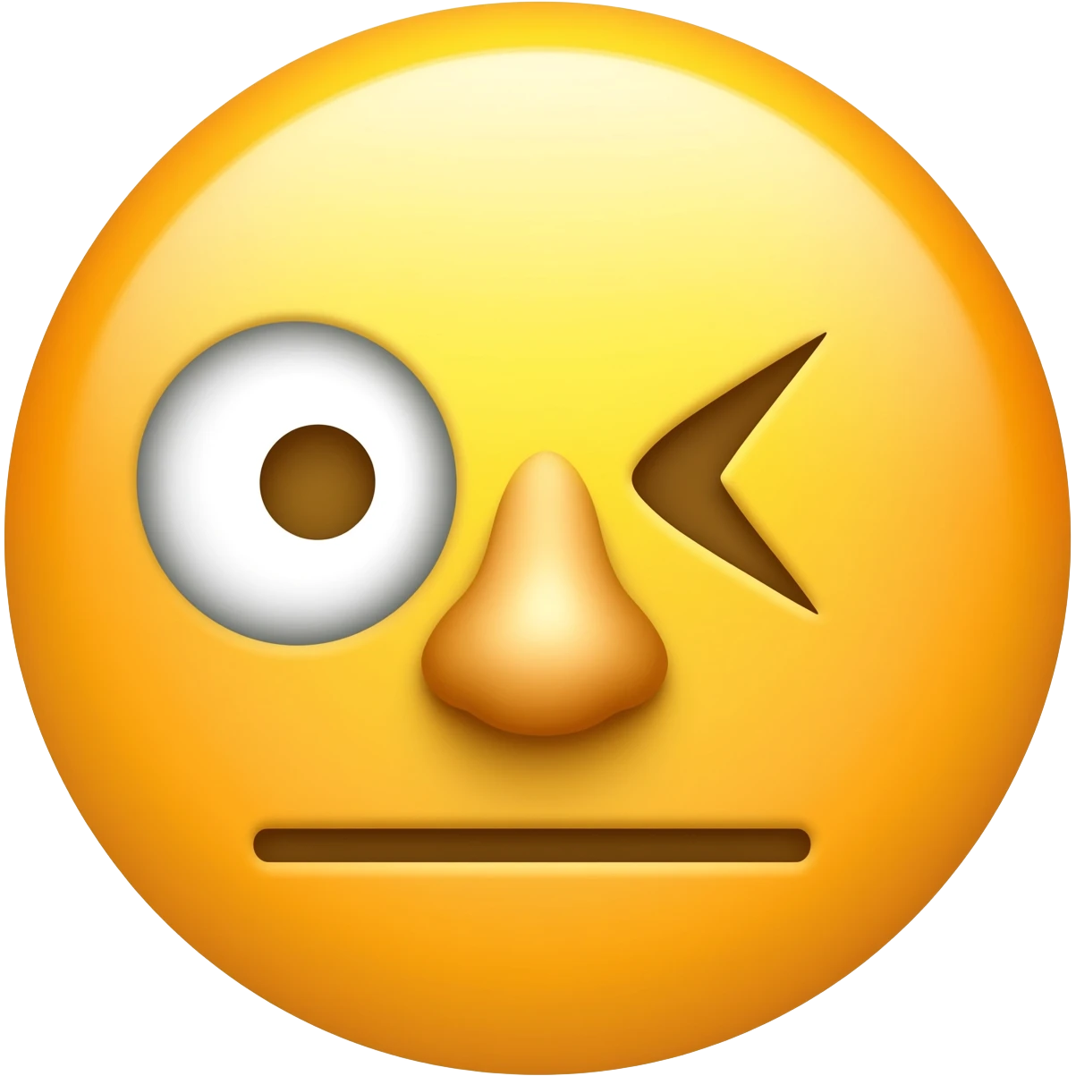 An emoji with a line mouth, one eye and a huge nose emoji