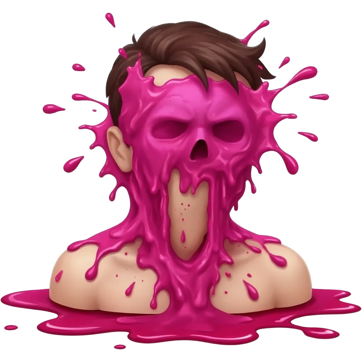 Person getting decapitated with Kool-Aid spray from their neck emoji