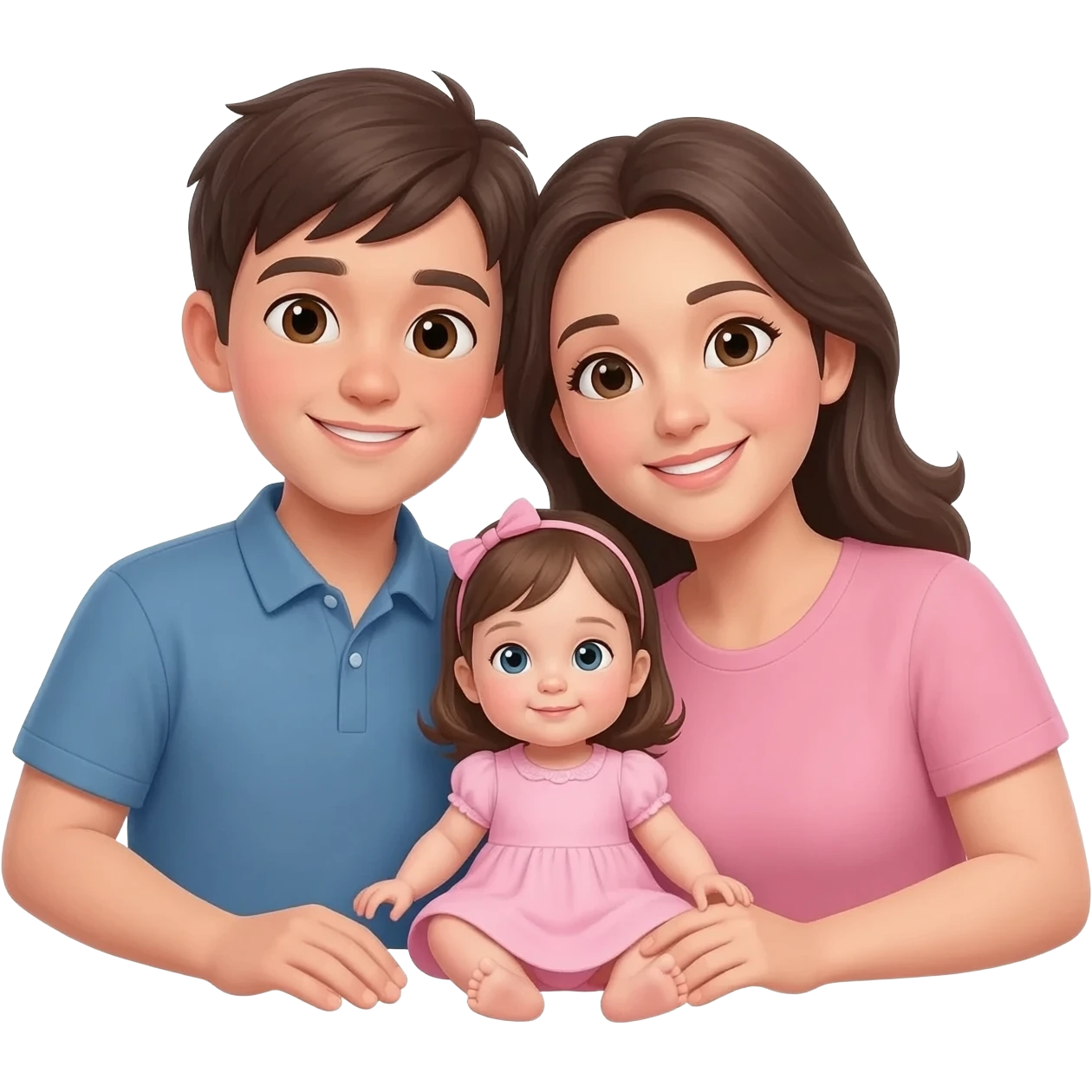 Baby girl big Brother with  mum emoji