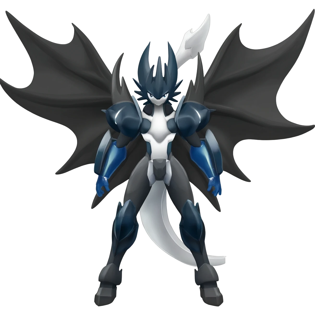 Shiny Black Grey White and Dark-Blue Trico-Nargacuga-Silvally-Absol-fusion emoji
