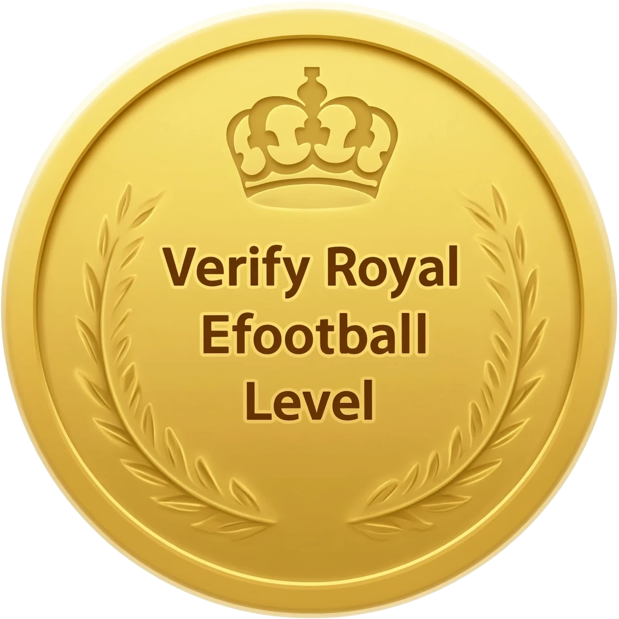 gold coin with "R crown and Verify Royal Efootball " level in center and minimal laurel emoji