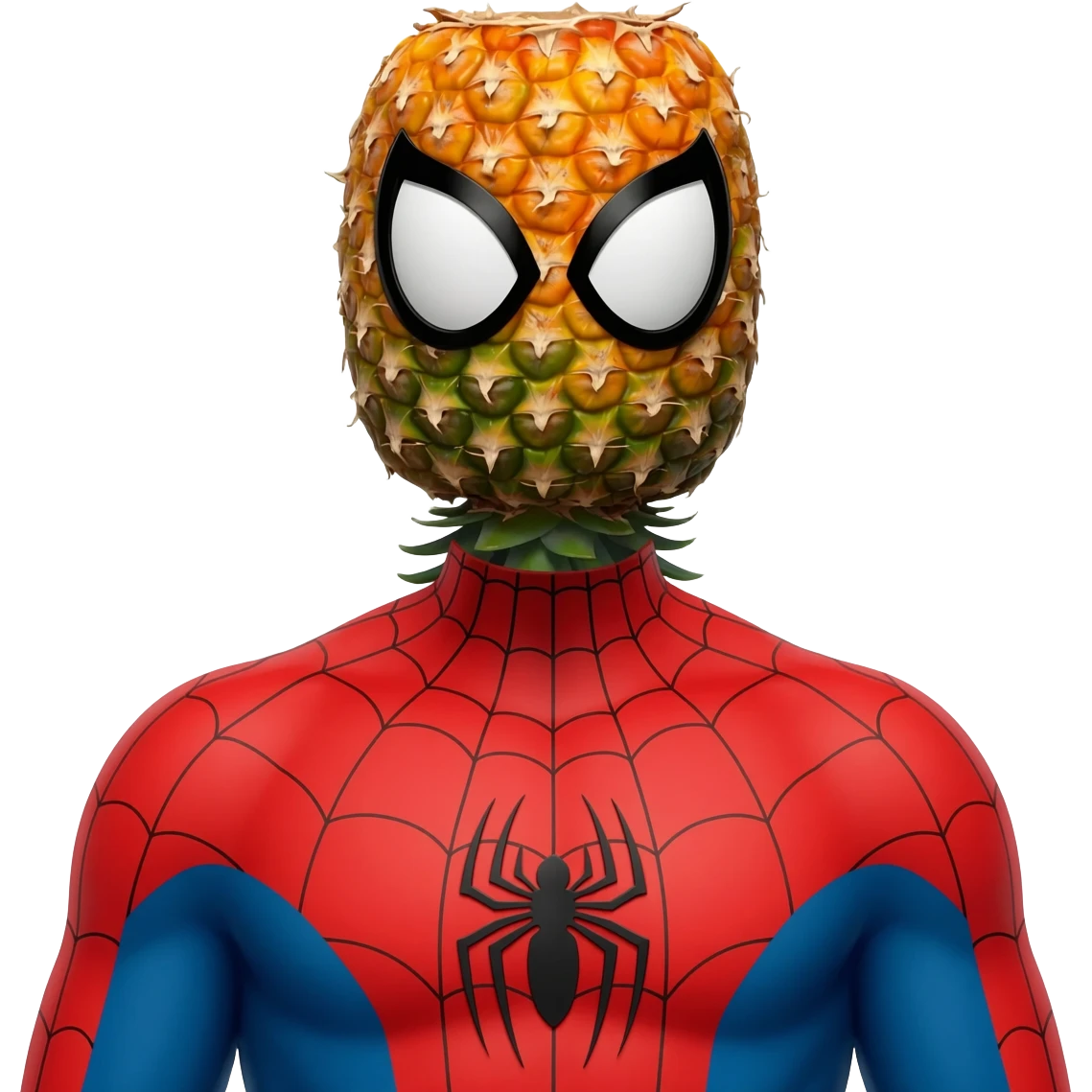 Upside-down pineapple attached to a spider man body emoji