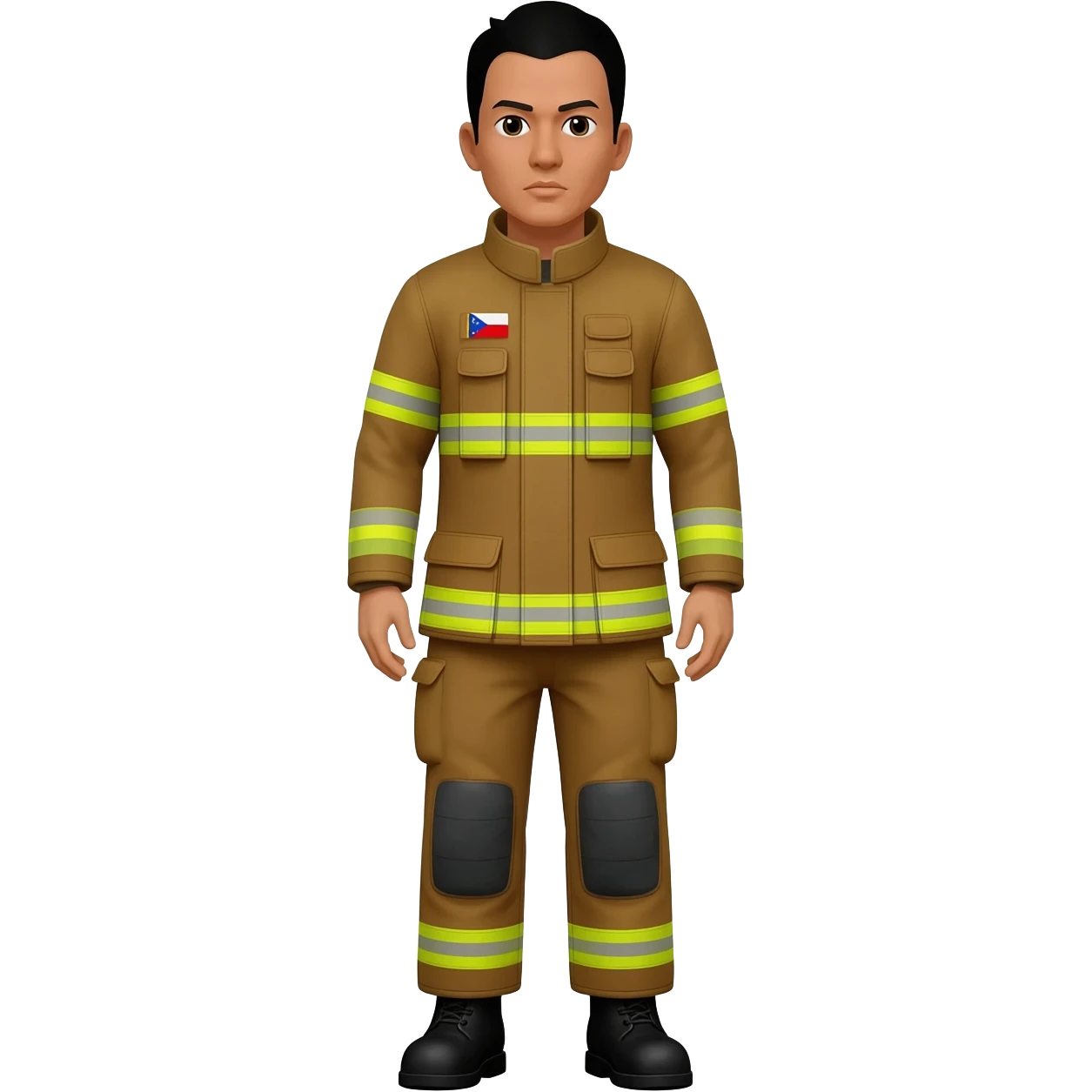 Filipino man firefighter brown uniform and boots emoji