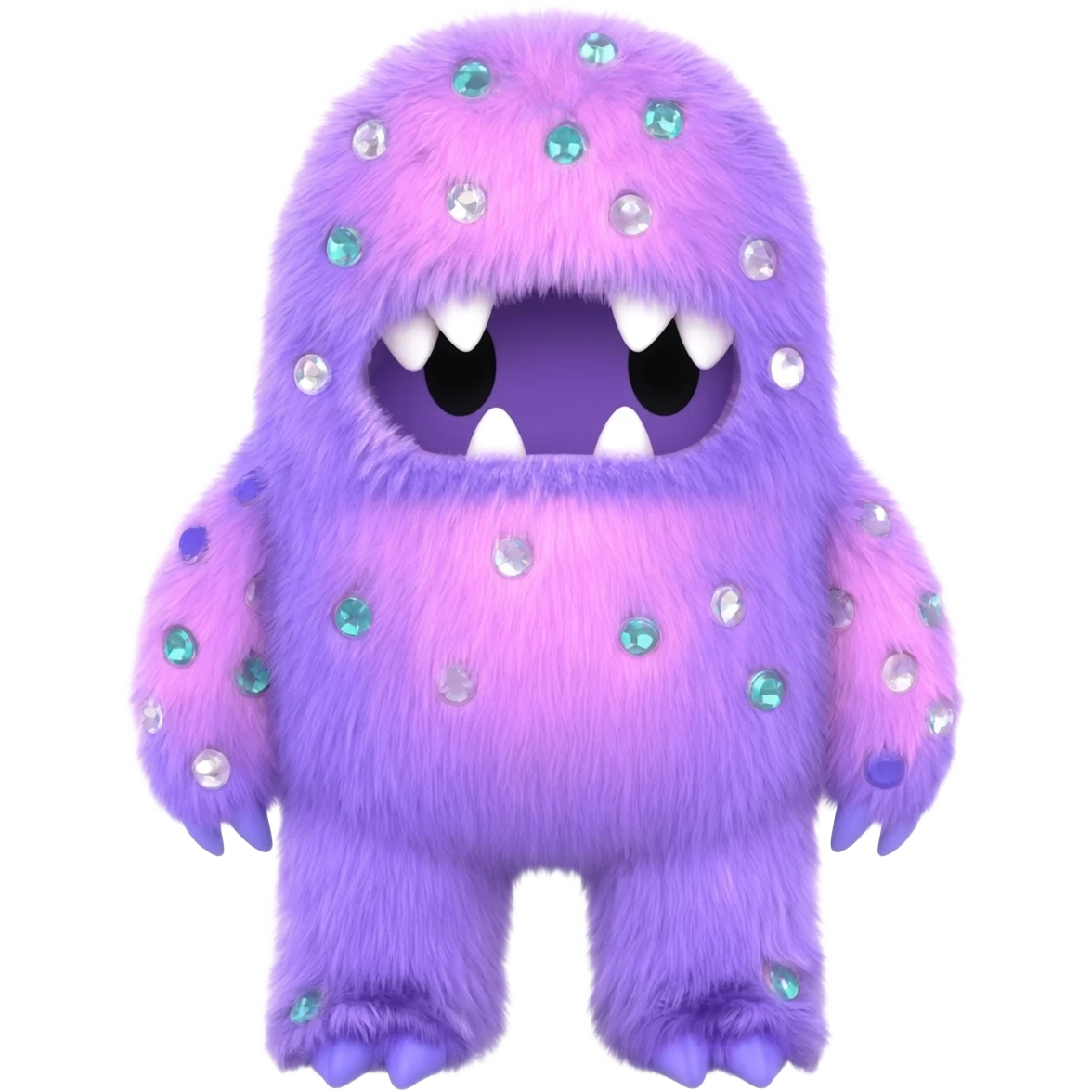 neon pastel kawaii bedazzled sea monster with fur    emoji