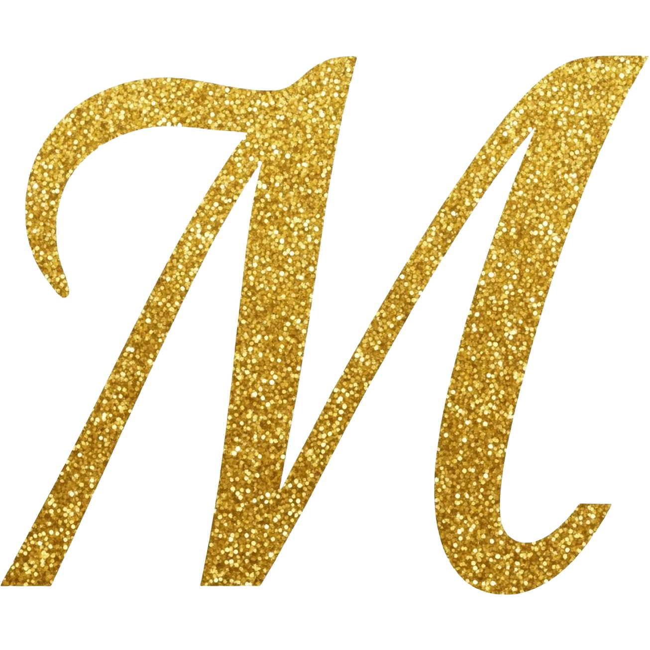 Gold Sparkle cursive letter M emoji