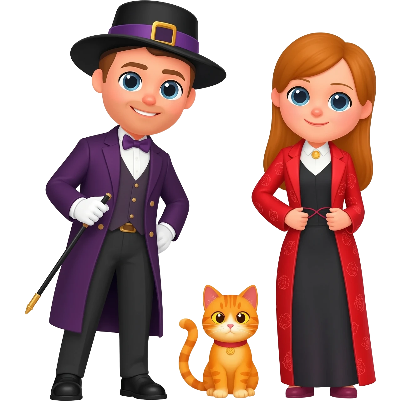 magician couple and their pet cat emoji