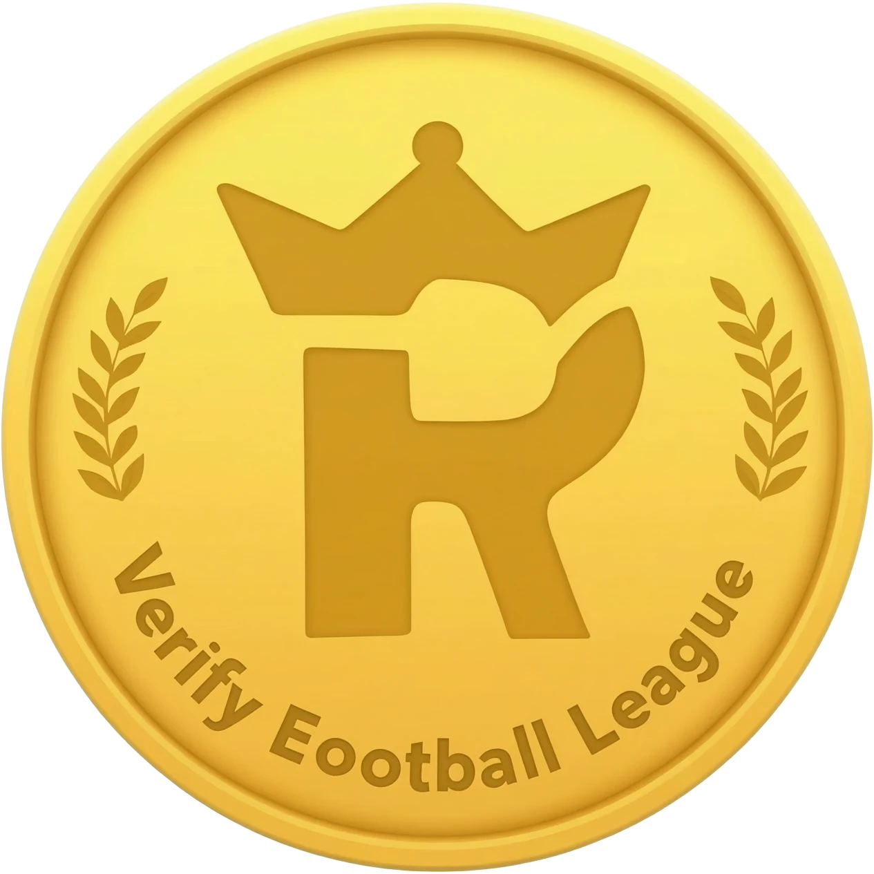 gold coin with "R with crown and  ROYAL Verify Efootball League"     in center and minimal laurel emoji