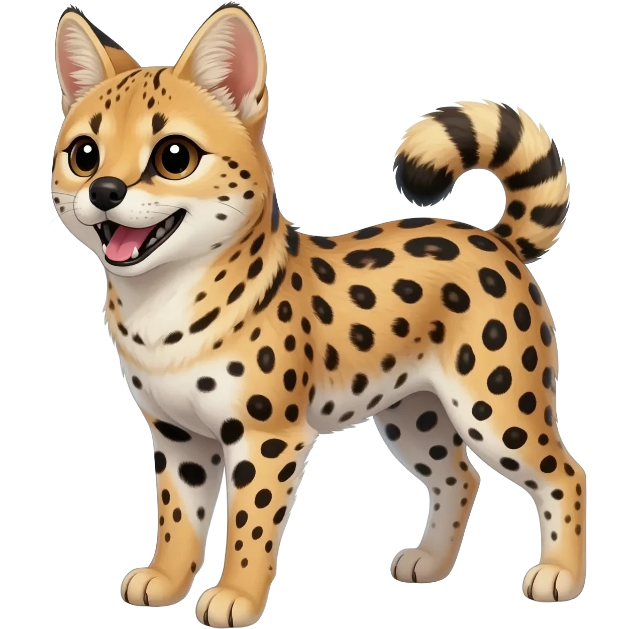 Cheetah-serval-shiba-inu-hybrid, full body emoji