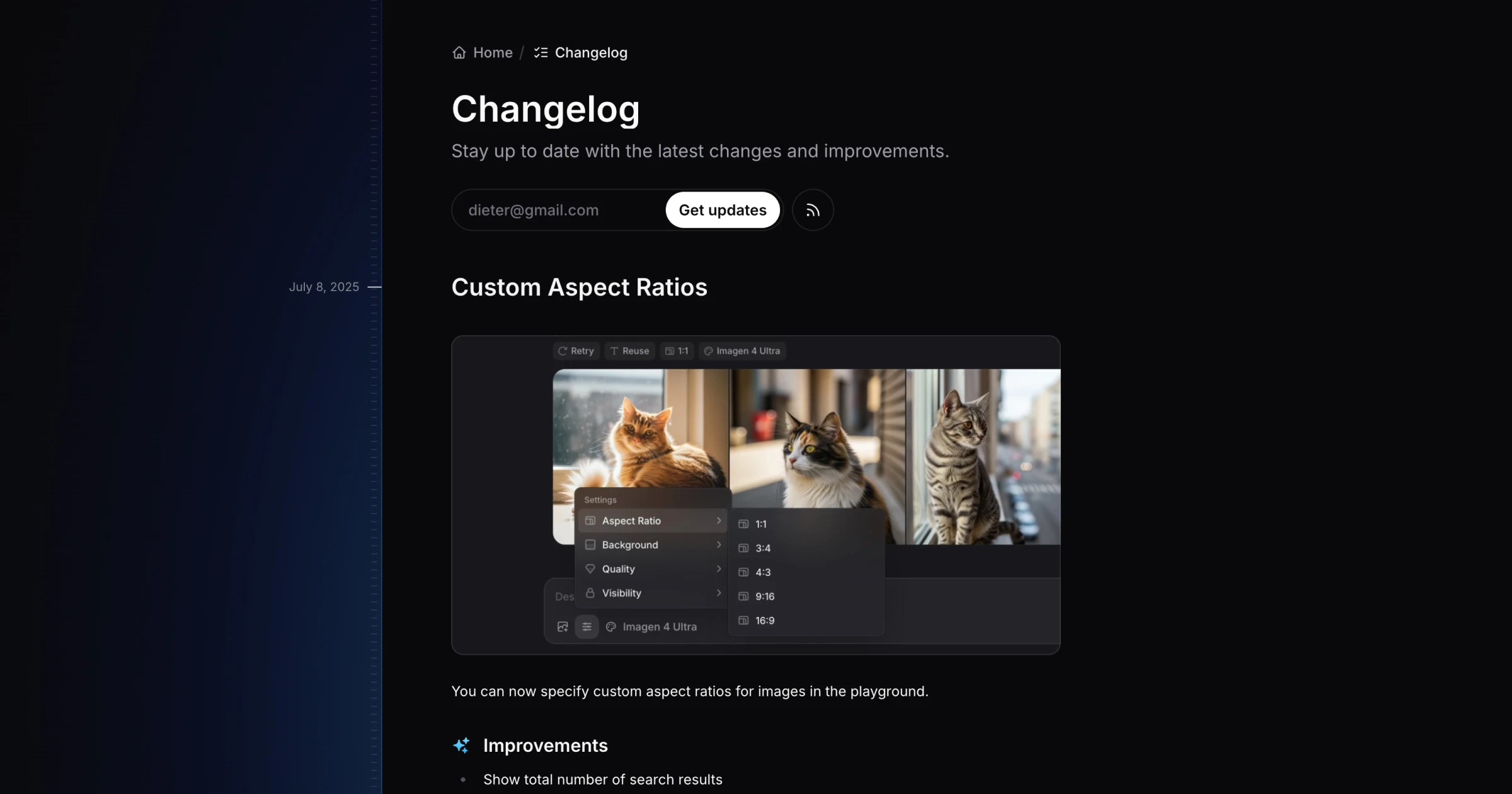 showcase of the new changelog