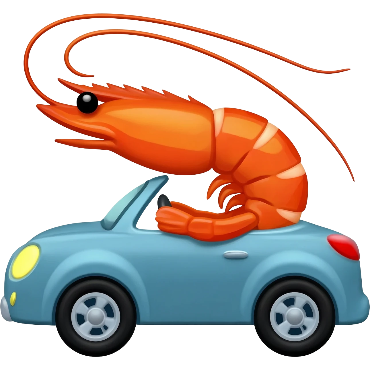 Shrimp driving car emoji