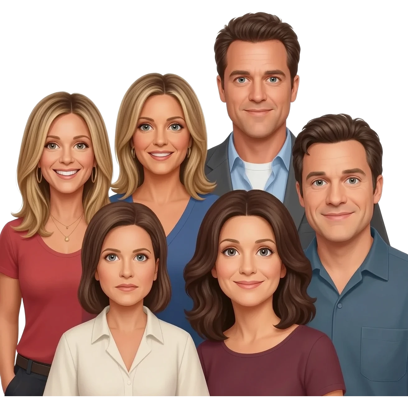 Jennifer Aniston, Courtney cox, David schwimmer, Lisa kudrow, Matt Leblanc, Matthew Perry emoji