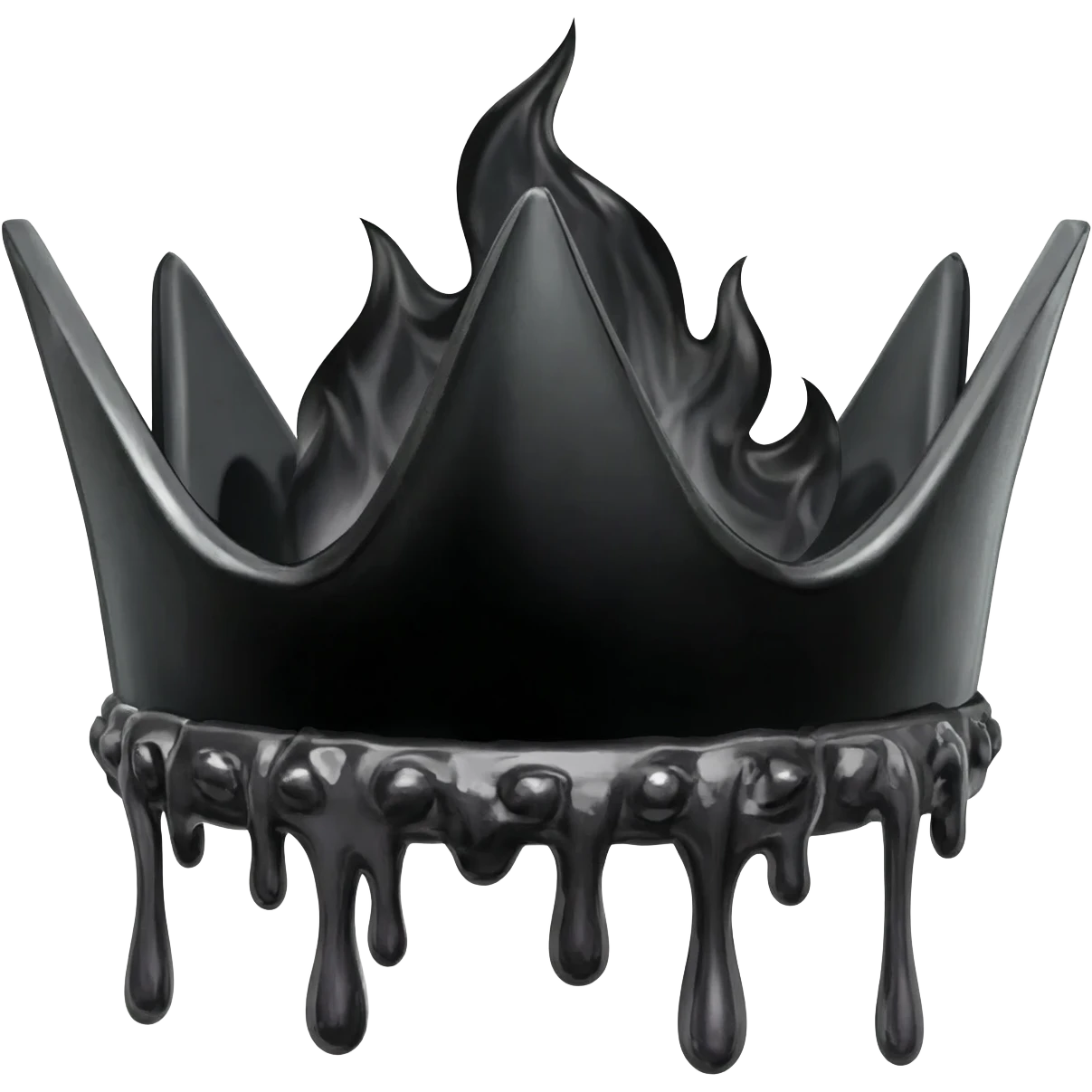 generate a black crown with black blood and black flames emoji