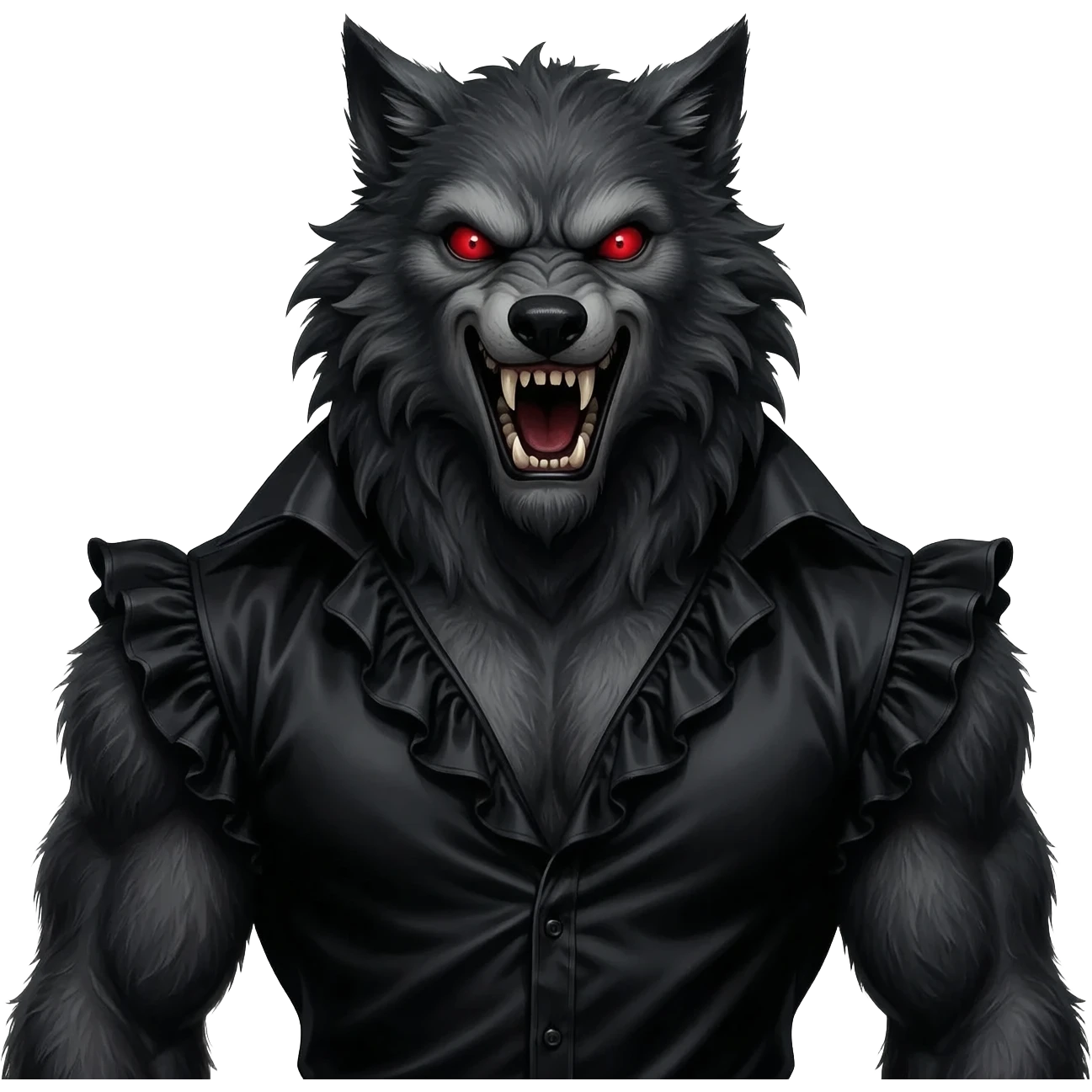 The Werewolf from Horror Film Heroes & Villains with black silk ruffle shirt emoji