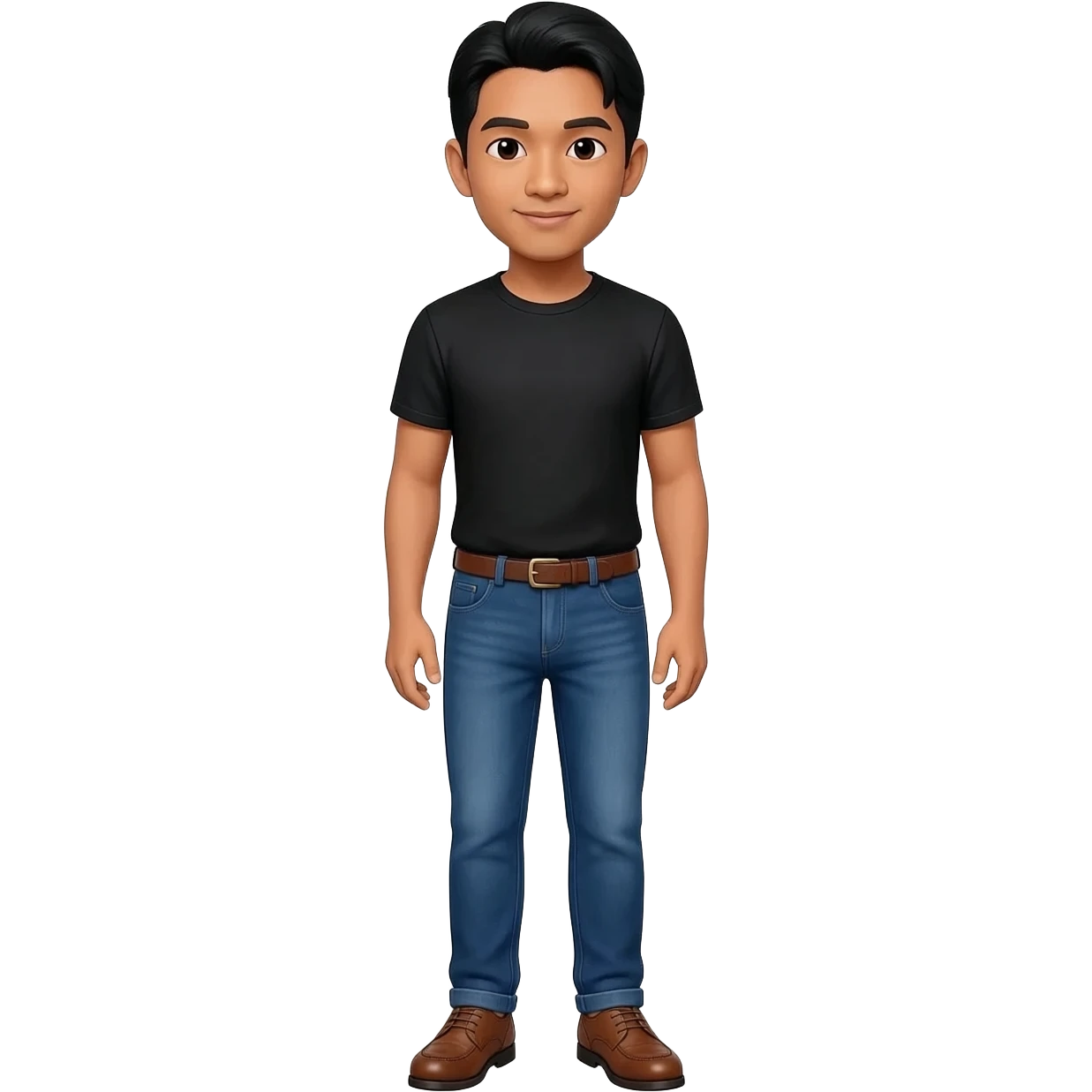 Filipino man black tshirt and denim blue pants and brown shoes  emoji