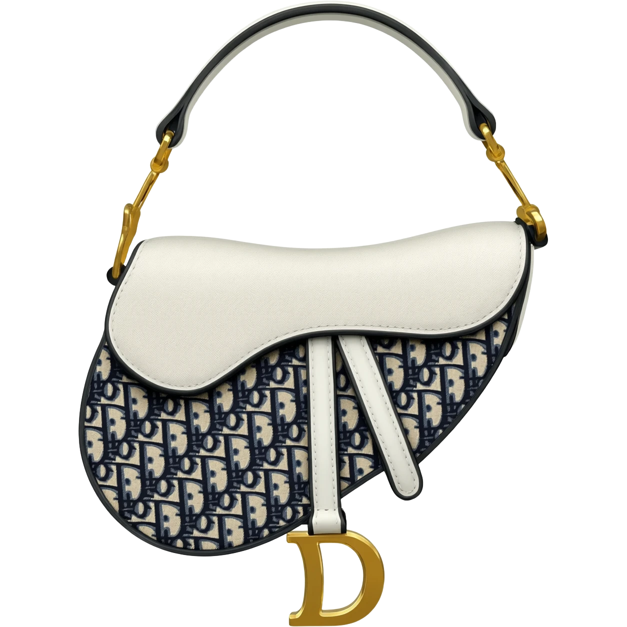 white dior printed saddle bag emoji