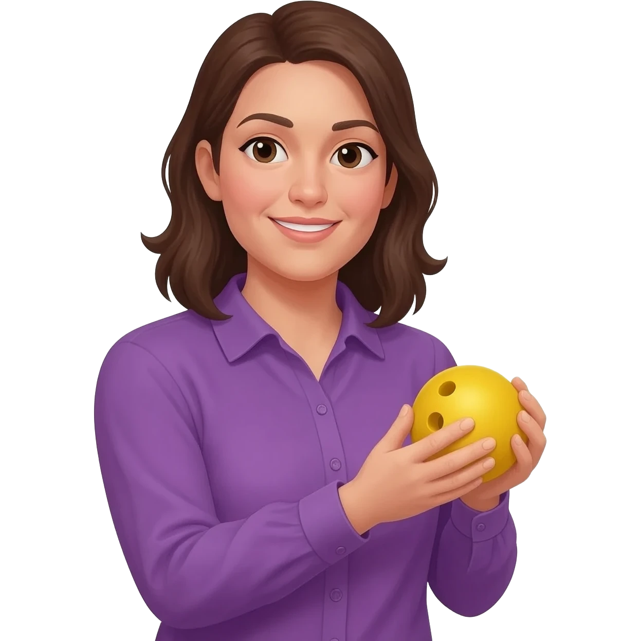 Make it a woman with a purple shirt holding the lawn bowl emoji