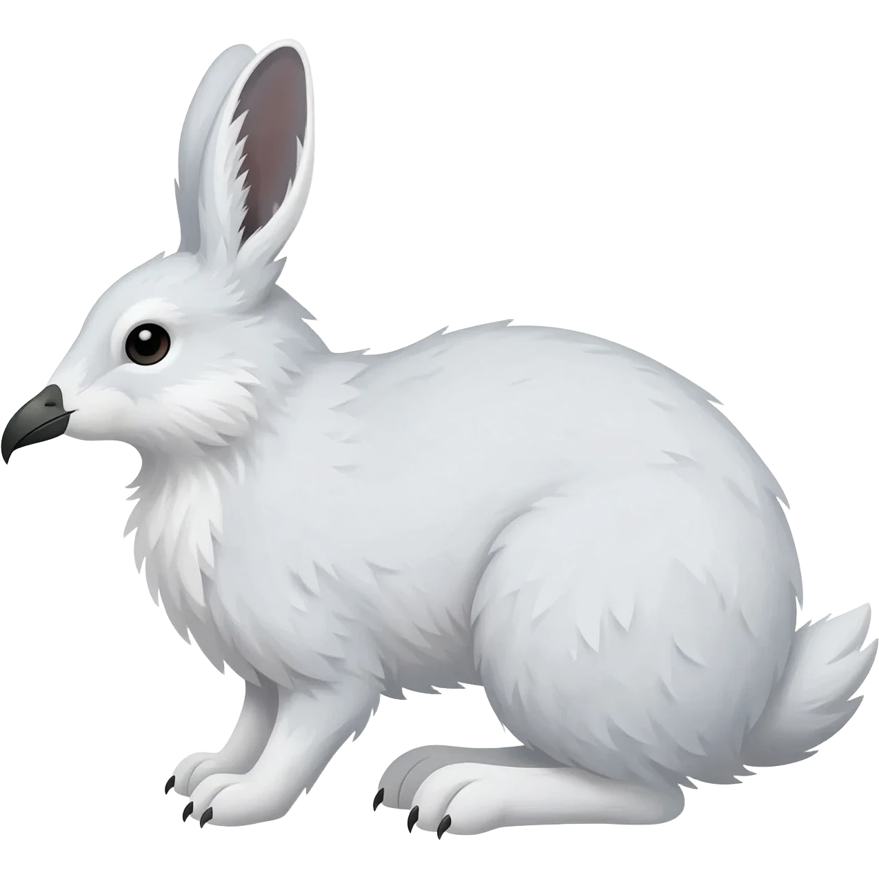 Ermine-Snowshoe-Hare-Arctic-Fox-Snowy-Owl-fusion-hybrid-animal-creature with a beak emoji